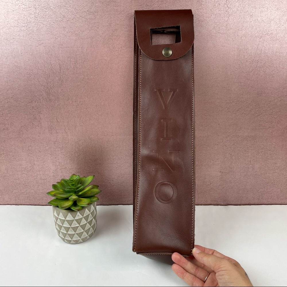 Old Angler Brown Leather Vino Wine Bag Italy